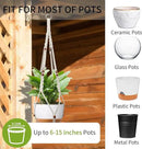 43 Inch Macrame Plant Hanger - Fits 6-15 Inch Pots, Extra Long Hanging Planter Holder for Indoor Outdoor, with Red Wood Beads, Boho Home Decor, 2 Pack, Ivory (POTS NOT Included) by GreenHaven Gardens