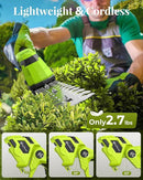 Hedge Trimmer Cordless with Battery, 2-in-1 Electric Handheld Grass Shear Cutter with 2 Pack Rechargeable Battery, Mini Bush Trimmer Kit for Garden Yard Lawn Pruning, Green by GreenHaven Gardens