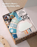 Blissful Diary Baby Play Gym & Activity Mat, 5 Developmental Zones Wooden Tummy Time Mat with 5 Detachable Sensory Toys for Motor Skills & Sensory Development, Baby Essentials Shower Gift by TinyTreasures Baby Boutique