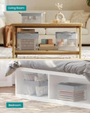 SONGMICS Storage Bins Set of 3, Medium Fabric Storage Baskets, Foldable Organizer with Transparent Nylon Mesh, 15.7 x 11.8 x 9.8 Inches, Handles, for Bedroom, Living Room, Dove Gray URFB940G01 by CozyNest Decor