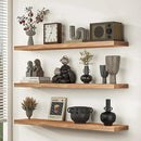 Floating Shelves for Wall, 32"W x 9.3"D x 1.5"H Rustic Solid Elm Wood Wall Shelves, Set of 2 with Invisible Heavy-Duty Metal Bracket, Deep Floating Shelf for Living Room Kitchen, Natural by CozyNest Decor