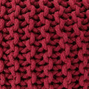 REDEARTH Round Pouf Ottoman - Hand Knitted Cable Boho Poof - Foot Stool Bean Bag - Home Décor Stuffed Footrest for Living Room - Nursery - Bedroom - 100% Cotton Poufs (19.5"x19.5"x14") - Red by CozyNest Decor