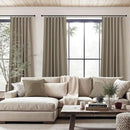 Light Brown Linen Blackout Curtains 96 Inches Long Back Tab Pocket Neutral Earthy Thermal Black Out Curtains for Living Room Sliding Glass Door Burg Floor to Ceiling Window Drapes 2 Panels 8ft Length by CozyNest Decor