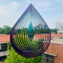 Wind Spinner Garden Indoor Outdoor Decor 3D Stainless Steel Metal Hanging Decorations, 3D Water Droplets Pattern Metal Wind Sculptures & Spinners Whirligig Gifts with 12inch(Green&Purple) by GreenHaven Gardens