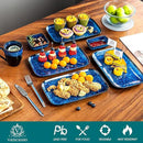 vancasso Stern Serving Platters Set of 4, 11 Inches Rectangular Ceramic Serving Plates, Blue Serving Trays for Entertaining by CozyNest Decor