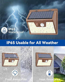 Peasur Solar Lights Outdoor Motion Sensor [6 Pack/140LED/Brown], Ultra-Bright 3 Mode Fence Security Light Waterproof, Solar Wall Lighting for Patio Yard Step House Outside by GreenHaven Gardens