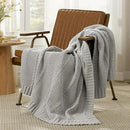 Amélie Home Chenille Knit Throw Blanket for Couch, Chevron Texture Decorative Soft Blanket for Sofa, Bed & Chair, 50"x60", Light Grey by CozyNest Decor