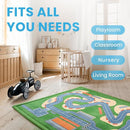 1.3" Thick Educational Baby Floor Play Mat 79x118, Basic Padded Memory Foam Kids Mat, Large Non-Slip Plush Playmat for Nursery Playroom Classroom (Race Track) by TinyTreasures Baby Boutique