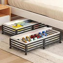 Under Bed Storage Containers With Wheels - 2 Pcs Large Bamboo Wood Rolling Underbed Shoe Storage Bins With Dust Bags for Clothes Blankets, Duvet Covers Snacks Toys (Black) by CozyNest Decor