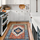 Lahome Boho 3x5 Washable Area Rugs, Small Non-Slip Bedroom Carpet Throw Low-Pile Rugs for Entryway Kitchen, Oriental Distressed Carpet for Bathroom Office Laundry Living Room, Rust by TinyTreasures Baby Boutique