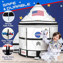 W&O Space Shuttle Explorer Tent with Blast-Off Button, LED Lights & 3 Space Toys – Rocket Ship Play Tent for Kids Ages 3-5 by TinyTreasures Baby Boutique