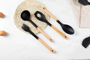 13-Piece silicone utensil set wood handle nonstick cookware safe dishwasher safe kitchen tools BPA free heat resistant (450°F/230°C) ceramic pan safe cooking gifts housewarming (Black) by CozyNest Decor