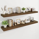 Marsmiles 55" Floating Shelves for Wall, Wooden Shelves with Invisible Brackets Set of 2, Rustic Farmhouse Wall Mounted Shelf for Kitchen Bathroom Living Room Study, Walnut by CozyNest Decor