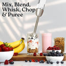 Zulay Immersion Stick Mixer Hand Blender - 800 Watts, Turbo Mode, 5-ft Power Electric Cord, Handheld Portable, Stainless Steel Blades - For Effortless Blending Smoothie, Soup, Baby Food, Puree - White by TinyTreasures Baby Boutique