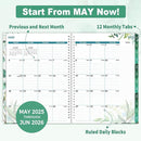 SUNEE Academic Planner 2025-2026 Weekly and Monthly, July 2025-June 2026, 8.5"x11", Tabs, Note Pages, Pockets, Bookmark, Flexible Cover, Spiral Binding, Leaves by TinyTreasures Baby Boutique