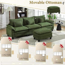 URRED Modular Sectional Sofa Comfy Cloud Couch, Modern Corduroy Sofa Sleeper Deep Seat Couches with Ottoman/Pillows for Living Room (Green, 117''- L Shape) by CozyNest Decor
