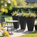 Outsunny Tall Planters for Outdoor Plants Set of 3, 28 in Taper Planters with Drainage Holes, Indoor Grande Plant Pots, Front Porch Decor (Black) by CozyNest Decor