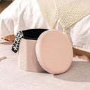 B FSOBEIIALEO Storage Ottoman Cube, Round Ottomans with Storage Foot Stool Footrest for Lving Room, Boucle Ottoman Seat for Dorm Room,Faux Teddy Fur, Pink 15"x15"x15" by CozyNest Decor