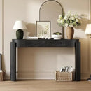 55" Sofa Table with Oval Top and 2 Drawers, Entryway Console Table with Fluted Design for Hallway,Foyer,Entry and Living Room (Fully Assembled-Black) by CozyNest Decor