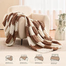 L'AGRATY Chunky Knit Blanket Throw: 60''x80'' Chenille Chunky Knitted Throw Blankets for Twin Bed Couch - Handmade Thick Cable Knit Blanket - Large Crochet Blankets for Home Decor(Brown Checkered) by CozyNest Decor