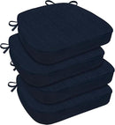 downluxe Chair Cushions for Dining Chairs, Waterproof Kitchen Chair Pads, Non-Slip Dining Seat Cushion with Ties, 17" x 16" x 2.5", Navy, 4 Pack by CozyNest Decor