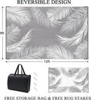 Pauwer Waterproof Outdoor Rug 9x12, Reversible Plastic Straw Patio Camping Rug, Indoor Outdoor RV Mat Carpet for Deck, Camper, Porch, Balcony, Backyard, Picnic, Leaf Grey by GreenHaven Gardens