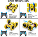 Remote Control Car,RC Car Toys for 6-12 Year Old Boys, Off Road RC Stunt Car 4WD 360° Rotating Remote Control Car for Kids, Boys Girls Gifts for Birthday, Christmas Yellow by TinyTreasures Baby Boutique