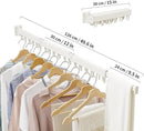 Clothes Drying Rack Wall Mounted, Laundry Drying Rack Collapsible, Space Saving Wall Drying Rack Clothing Foldable, Tri-Fold Retractable Rack Outdoor Indoor with 18 Hooks(White，Loop-Shape Hooks) by CozyNest Decor