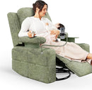 Rocking Chair Nursery with Adjustable Armrests, Electric Glider Recliner Nursing Chair for Breastfeeding, Power Swivel Recliner Chairs with USB Port and Storage, FSC Certified (Moss, Fabric) by TinyTreasures Baby Boutique