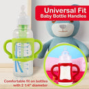 TonGass (6-Pack) Bottle Handles for Dr Brown Baby Bottles with Easy Grip Handles to Hold Their Own Bottle - BPA-Free Soft Silicone (Blue Green Red White Pink Orange, Narrow) by TinyTreasures Baby Boutique