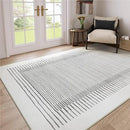 Wonnitar 5x7 Washable Striped Living Room Area Rug, Non-Slip Grey Boho Rugs for Bedroom, Low Pile Soft Minimalist Floor Carpets for Dining Room Home Office (Grey,5' x 7') by CozyNest Decor