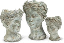 Abbott Collection Goddess Head Planter - Small Cement Indoor and Outdoor Planter Pot - Grecian Woman Statue Head Planter for Flowers and Succulents (Grey, 3.5" Opening) by GreenHaven Gardens