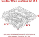 Favoyard Outdoor Chair Cushion 24 x 24 x 4 In Waterproof Pattern Fade Resistant Cushions for Patio Furniture with Removable Cover Attach Straps 28D Foam Insert Cushions Pads for Seat Sofa Couch 2 Pack by GreenHaven Gardens