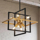 15.8'' Black Gold 8-Light Sputnik Chandelier Modern Industrial Adjustable Hanging Geometric Pendant Light Fixture for Entryway Foyer Stairway Hallway Bedroom Living Room Kitchen Island by CozyNest Decor