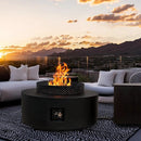 3-Piece Outdoor Fire Pit Table, 32 Inch Propane Fire Table 65,000 BTU Black Round Gas Firepit, Baking Sheet, Wind Guard and 16 inches Tank Side Table for Deck, Backyard and Pool, Black by GreenHaven Gardens