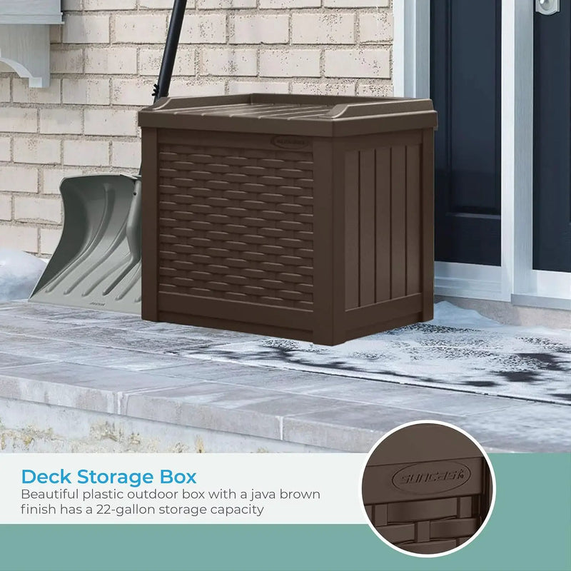 Suncast 22 Gallon Small Resin Storage Seat, Java, SSW600J, photo 3 of 6