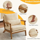 Karl home Accent Chair Wide Armrest Mid-Century Lounge Chair Teddy Fleece Armchair with Lumbar Pillow & Solid Wood Frame for Living Room, Bedroom, Balcony, Khaki by CozyNest Decor