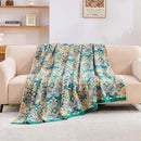 Boho Blanket Throw Quilt, 100% Cotton Soft Light Weight Throw Blankets for Summer, 90"x98" Farmhouse Flower Decorative Blankets, All Season Rustic Reversible Bohemian Throw Quilt by CozyNest Decor