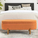 Furniliving 46” Storage Benches, End of Bed Bench with Button-Tufted Large Upholstered Storage Ottoman Teddy Window Bench with Storage Shoe Cabinet Bench, for Bedroom, Entryway, Closet, Orange by CozyNest Decor