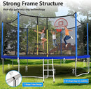 Upgraded 16FT 15FT 14FT 12FT 10FT 8FT Trampoline Outdoor with Basketball Hoop and Net, Capacity for 4-6 Kids and Adults by TinyTreasures Baby Boutique