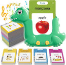 Spanish and English Talking Flash Cards for Toddlers with 510 Sight Words, Dinosaur Shaped Bilingual Pocket Speech Therapy and Autism Toys, Educational Learning Toys Gift for Kid Boys Girls by TinyTreasures Baby Boutique