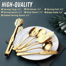 Gold Serving Utensils, OGORI 15-Piece Stainless Steel Gold Serving Utensils Set Include Serving Spoons, Slotted Serving Spoons, Serving Tongs, Serving Forks, Butter Knife, Soup Ladle, Pie Server by CozyNest Decor