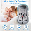 3in1 Baby CarSeat Head Support for Infant, Reversible Soft Infant Car Seat Insert Newborn Boy Girl, Breathable Cotton Head Body Support Pillow Cushion,Stroller,Swing,Bouncer,Baby Registry,Grey by TinyTreasures Baby Boutique