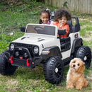 2 Seater Ride on Car Truck, 12V Kids Electric Ride on Toy for Big Kids Age 3-8 w/Remote Control- White by TinyTreasures Baby Boutique