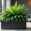 Worth Garden Metal Planter Box - 30" L x 11" W x 13" H Matte Black Heavy Duty Large Rectangular Steel Modern Plant Pot, Indoor Outdoor - Insert Plate with Drain Holes, Air Vents, No Assembly Required by GreenHaven Gardens
