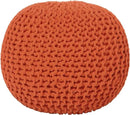 REDEARTH Round Pouf Ottoman - Hand Knitted Cable Boho Poof - Pouffe Circular Footrest for Living Room - Bedroom - Patio - 100% Cotton (19.5"x19.5"x14") - Burnt Orange by CozyNest Decor