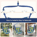 Highwild Hammock Chair Hanging Rope Swing - Max 500 Lbs - 2 Cushions Included - Steel Spreader Bar with Anti-Slip Rings - for Any Indoor or Outdoor Spaces (Blue Striped) by GreenHaven Gardens