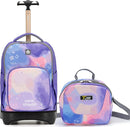 NEW TILAMI 18 inch Rolling Backpack Boys & Girls for School – Durable, Waterproof, Adjustable Handle, Ideal for Travel & Daily Use, Purple Sky by TinyTreasures Baby Boutique