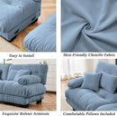 Modular Sectional Sofa, Comfy Cloud Couch 3 Seater Couch, Sectional Couches for Living Room, Modern Chenille Oversized Couches for Bedroom, Sleeper Deep Seat Sofa with Throw Pillows, Blue by CozyNest Decor