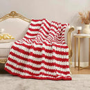 Amélie Home Chunky Knit Blanket Throw, Thick Soft Yarn Chunky Throw 50x60, Handmade Chenille Cable Knitted Crochet Throw Blanket, Warm Rope Knot Blanket for Couch Bed Sofa, Red White Stripe by CozyNest Decor